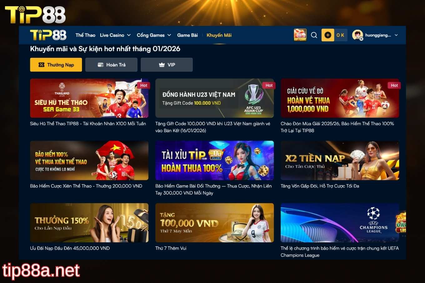 Cách tham gia khuyến mãi Tip88 chi tiết