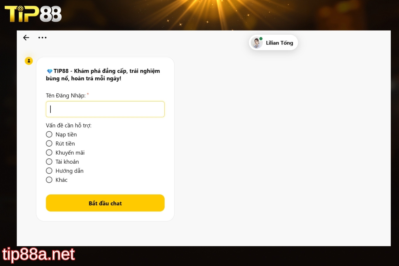 Cung cấp thông tin khi liên hệ Tip88