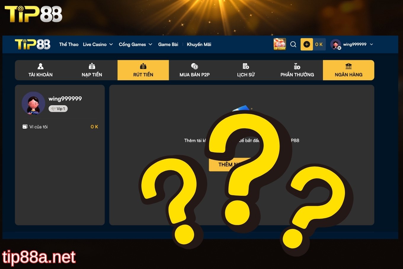 FAQ về nạp tiền Tip88