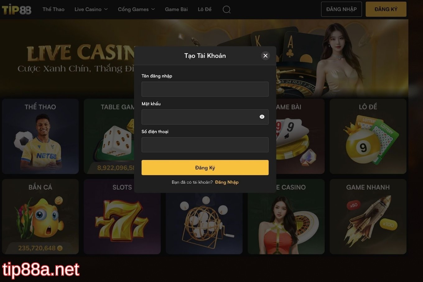 Hướng dẫn đăng ký Tip88 chi tiết