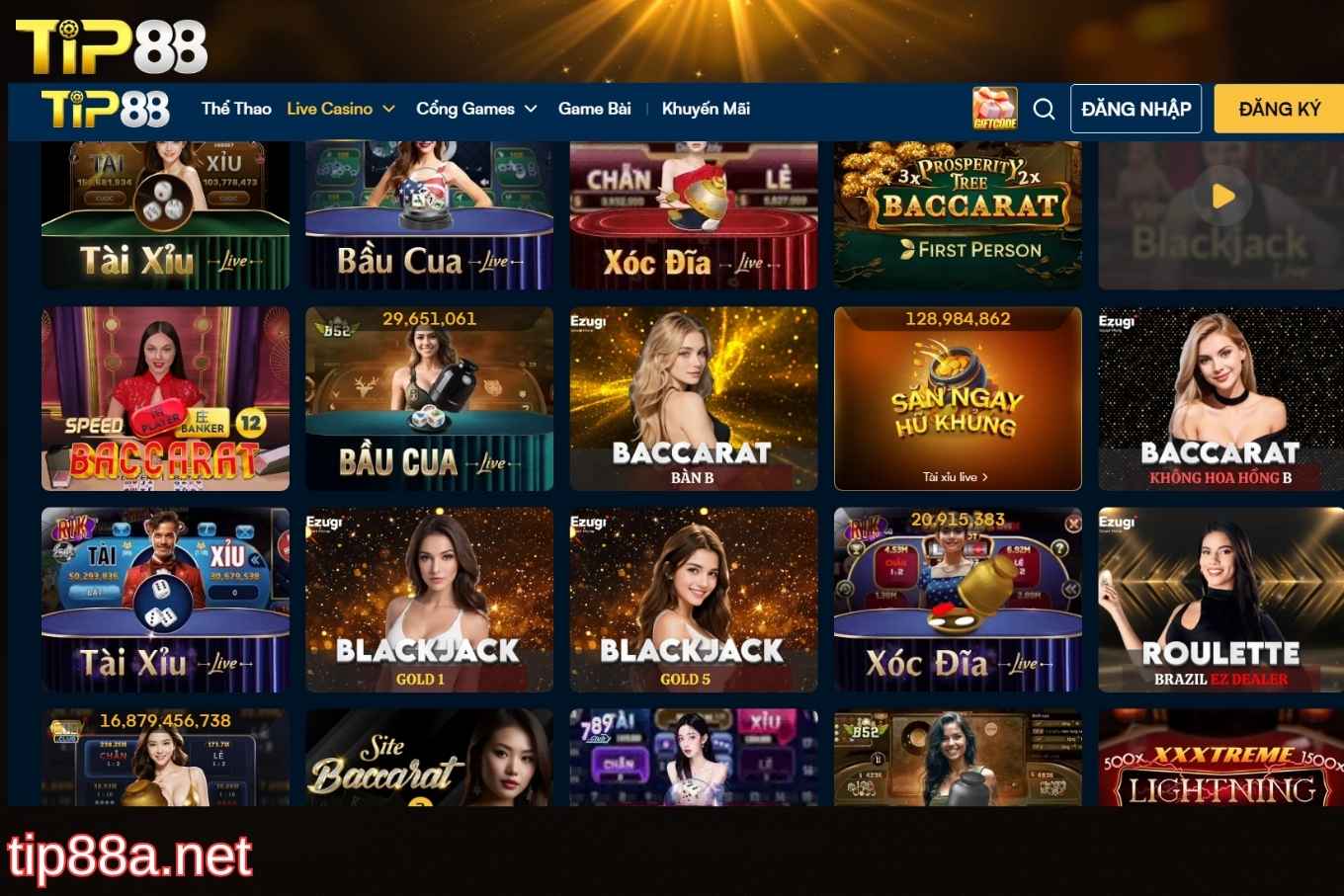 Live Casino Tip88 đa dạng thể loại cược